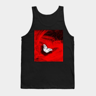 Silver butterfly emerging from the red depths Tank Top